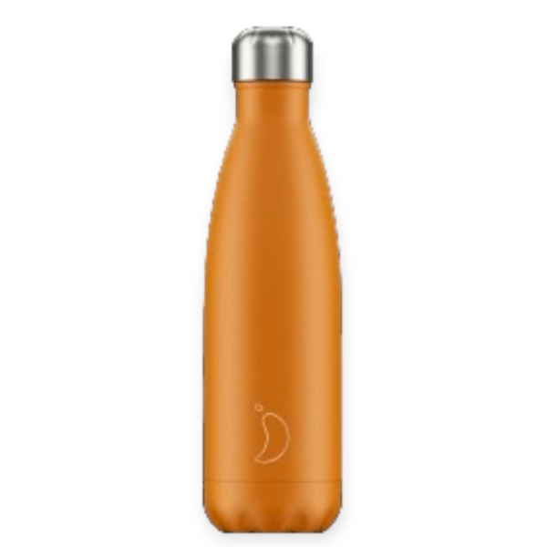 chilly's stainless steel bottle neon orange 500ml